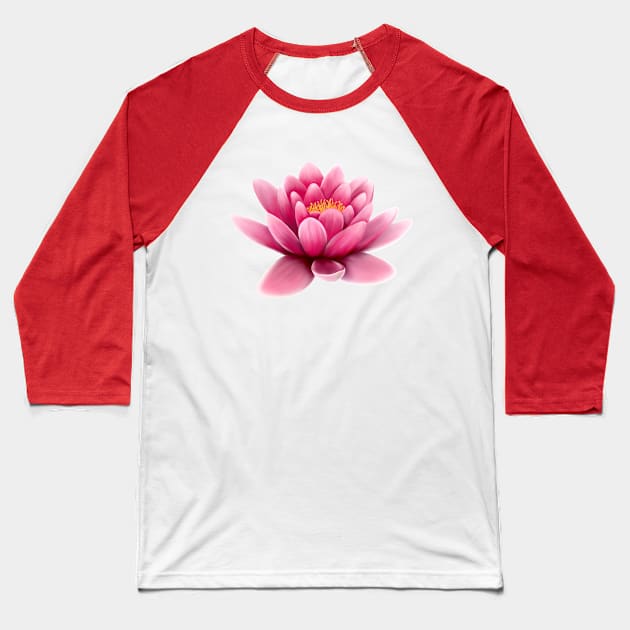 Pink Water Lily Baseball T-Shirt by Kraina